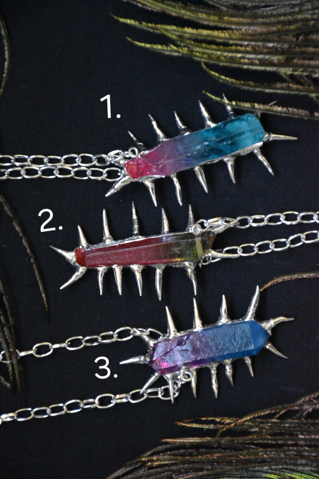 Crystal centipede necklace