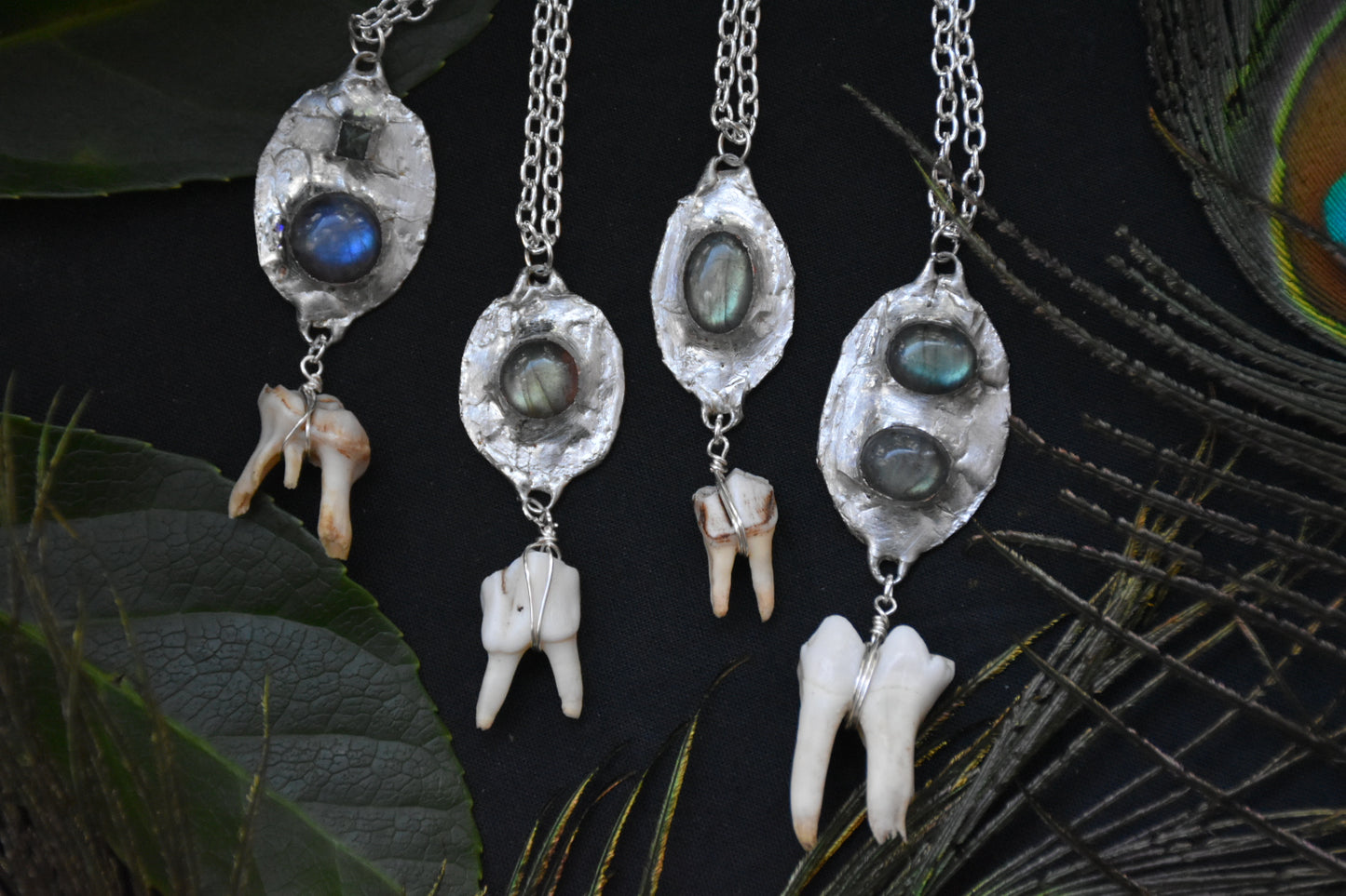 Labradorite tooth necklaces