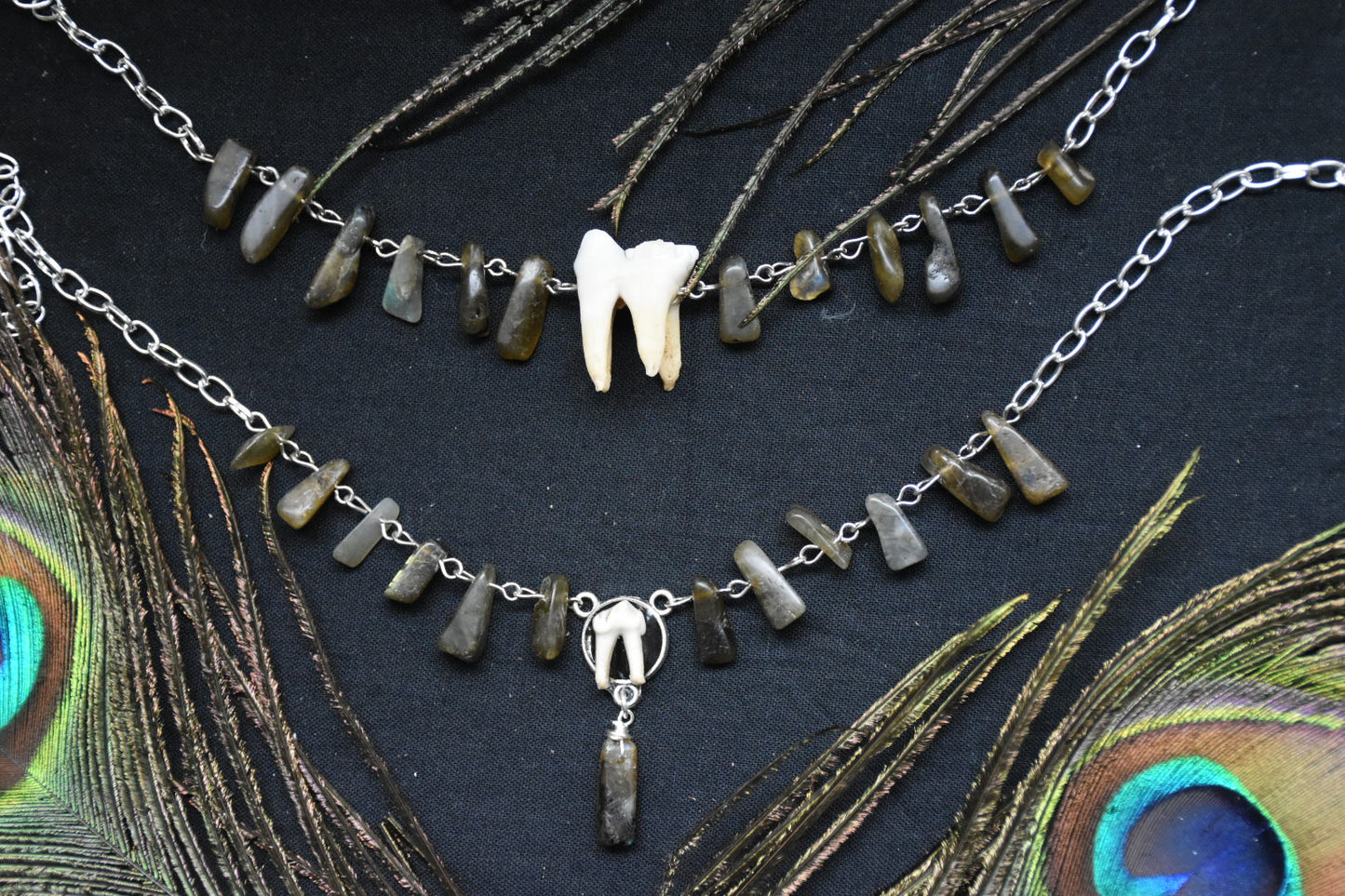 Labradorite tooth choker