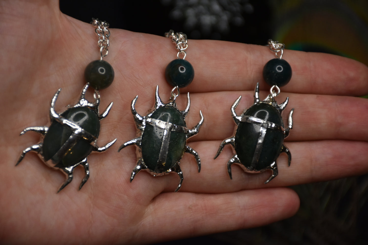 Big crystal bug necklace