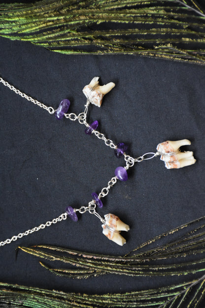 Crystal necklace 3 teeth