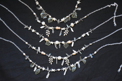 Leafy labradorite snake vertebrea jewelry