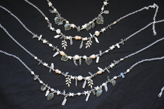 Leafy labradorite snake vertebrea jewelry