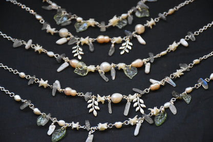 Leafy labradorite snake vertebrea jewelry
