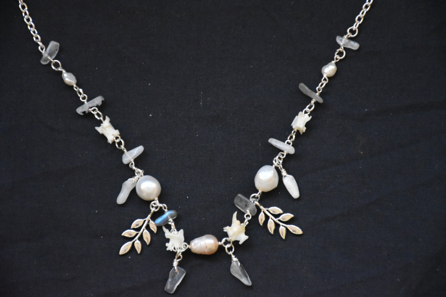 Leafy labradorite snake vertebrea jewelry