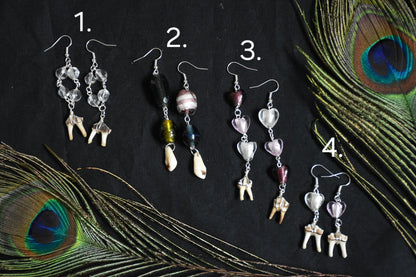 Glass bead tooth earrings