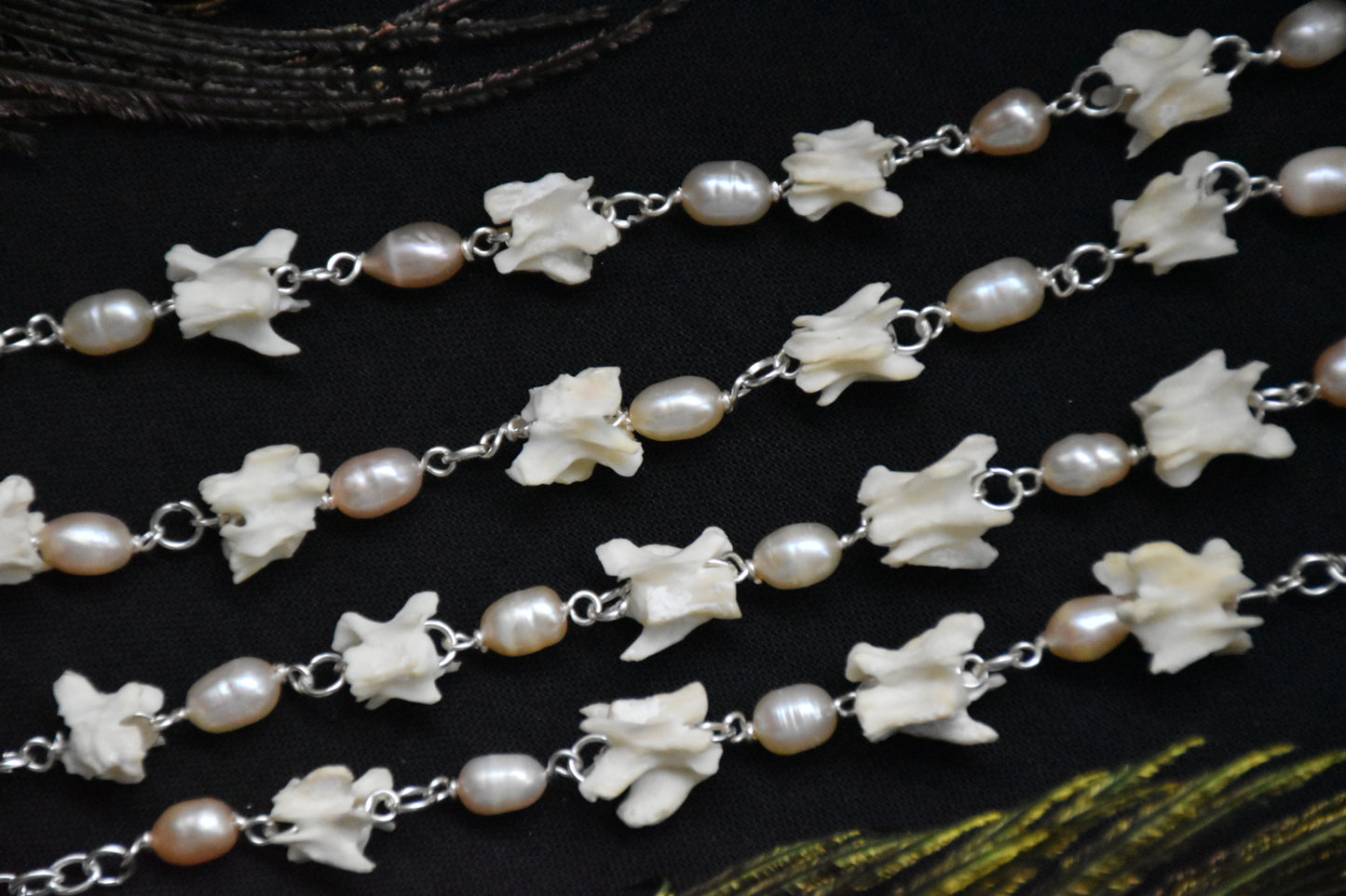 Rat vertebrae pearl necklace