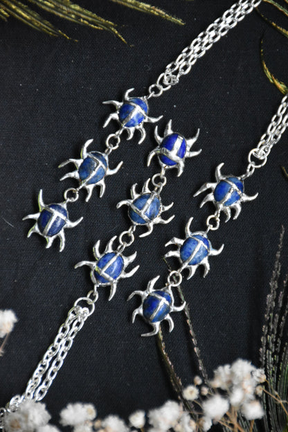triple mini beetle necklace