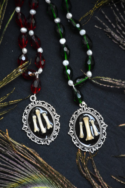 beaded fox bone necklace