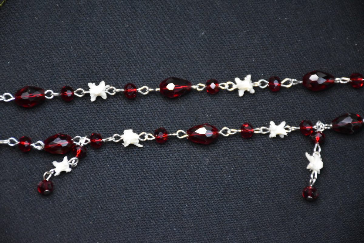 Red glass bead snake necklace