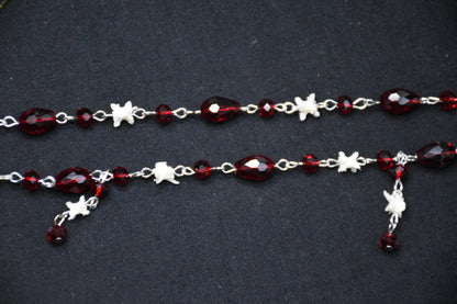 Red glass bead snake necklace