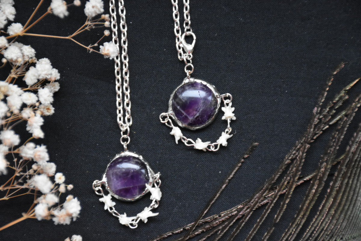 amethyst orb snake necklace