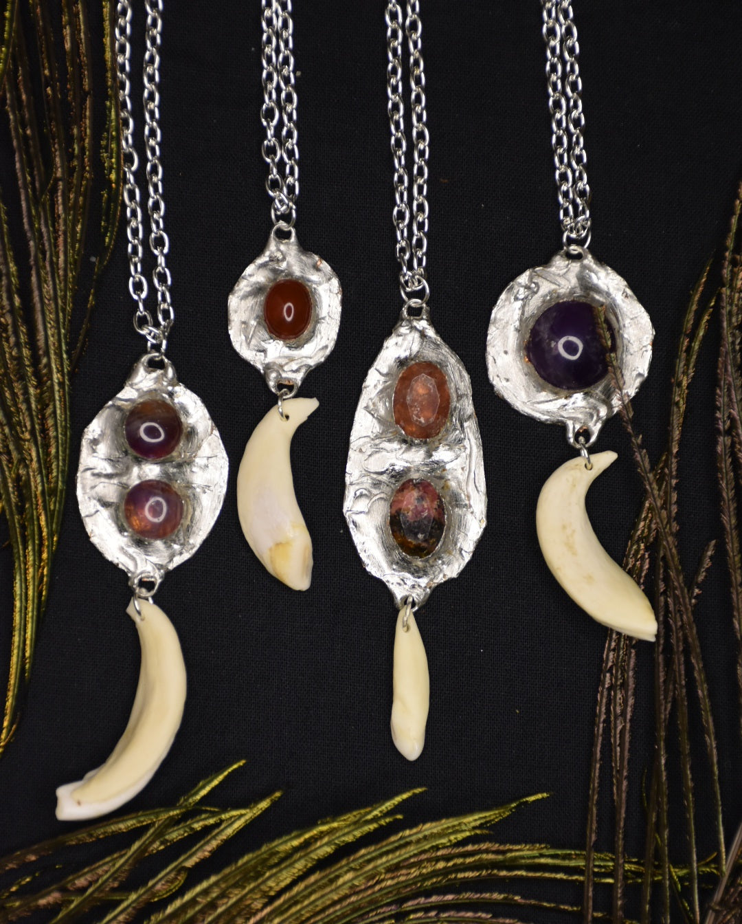 Crystal medallion boar necklace