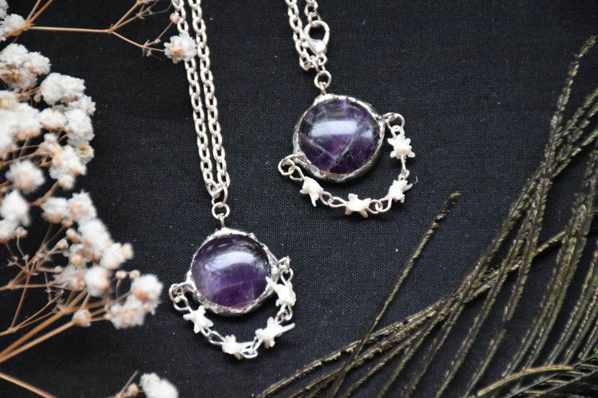 amethyst orb snake necklace
