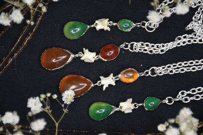 Snake vertebrae crystal necklaces