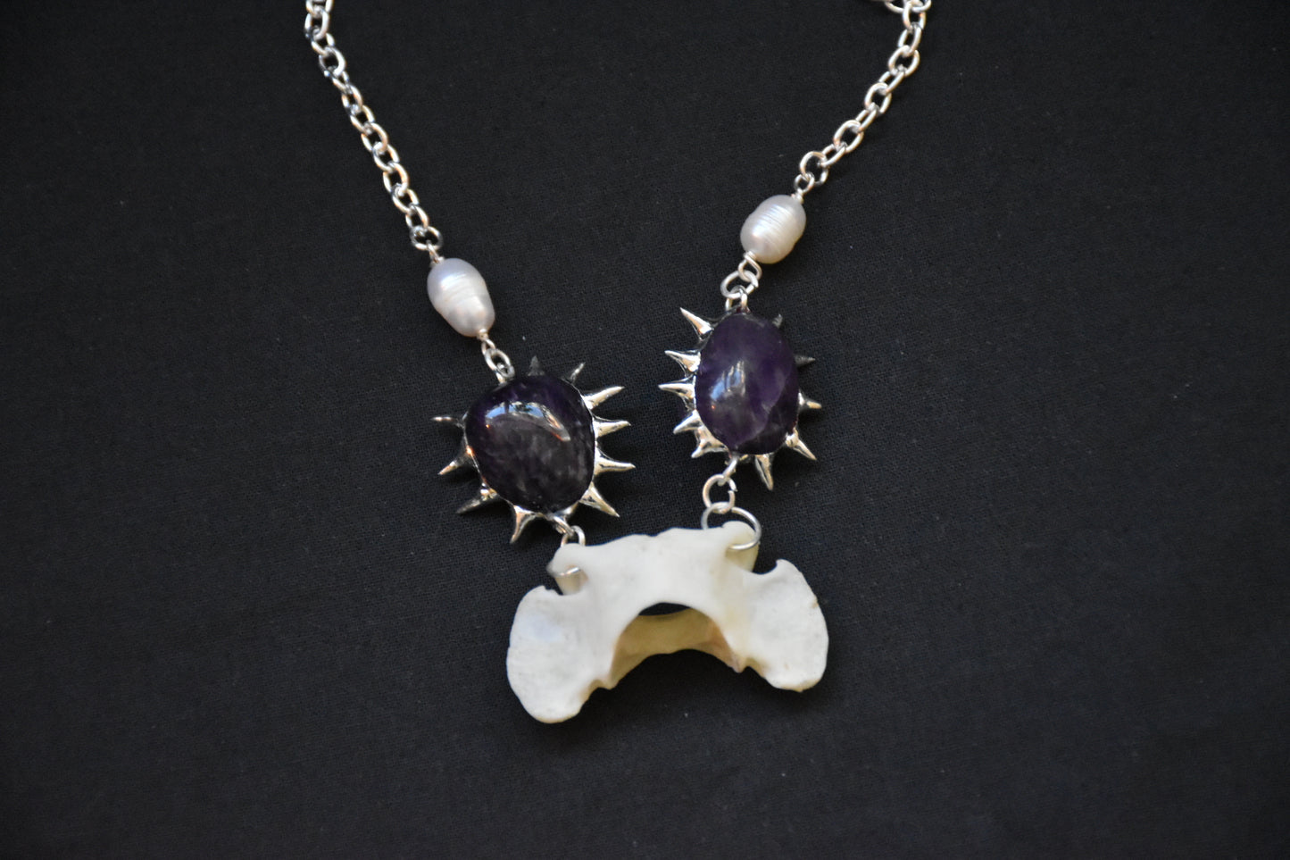 Fox bone amethyst necklaces