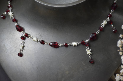 Red glass bead snake necklace