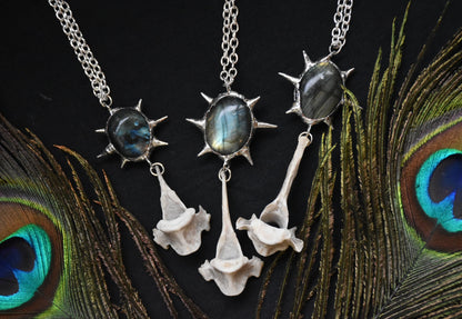 Labradorite fox spine necklace