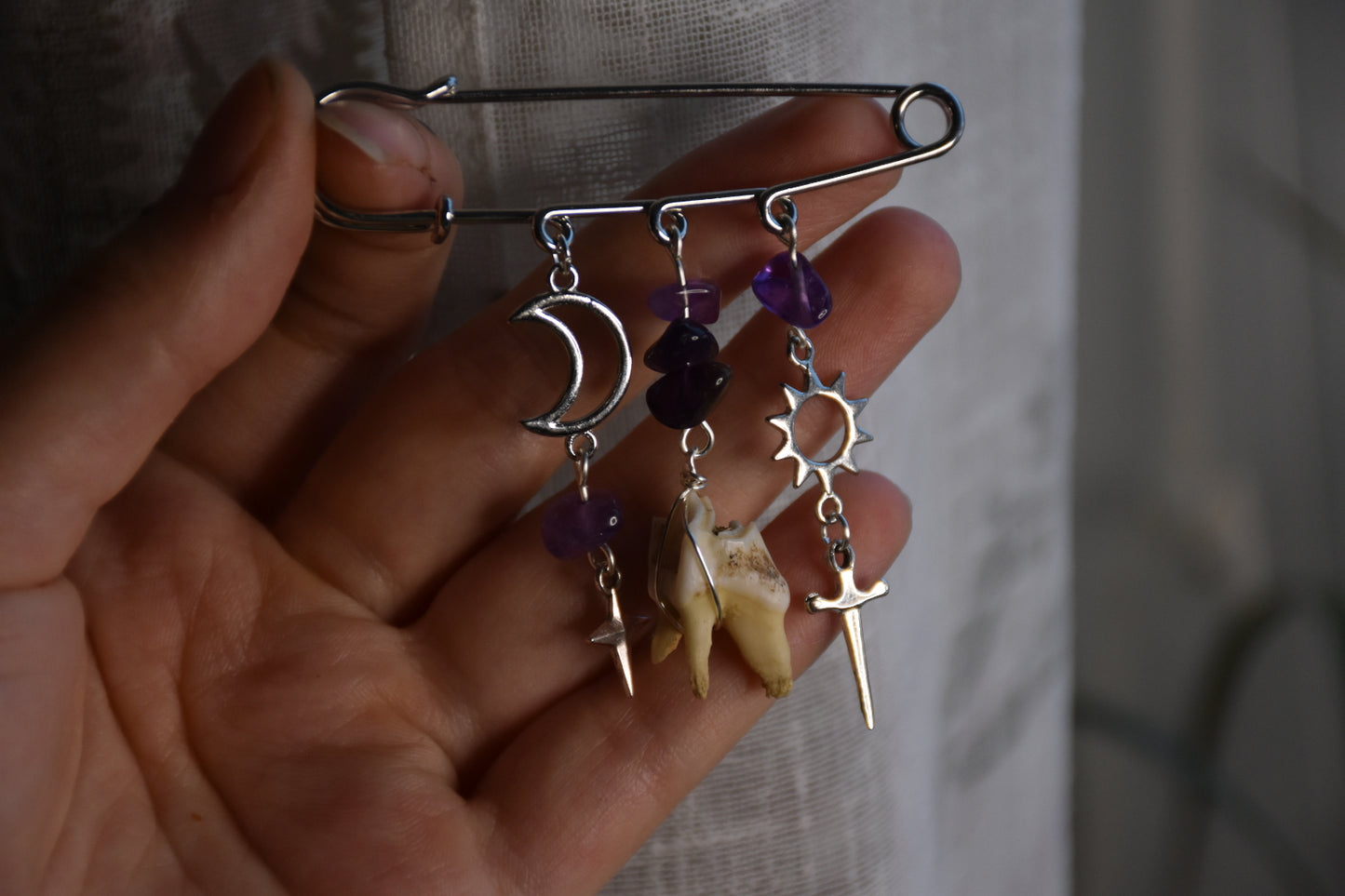 Safety pin tooth charms