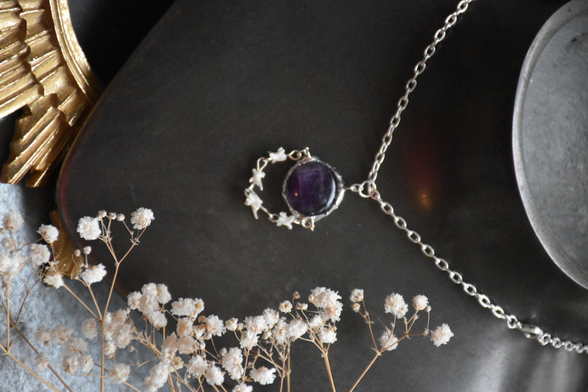 amethyst orb snake necklace