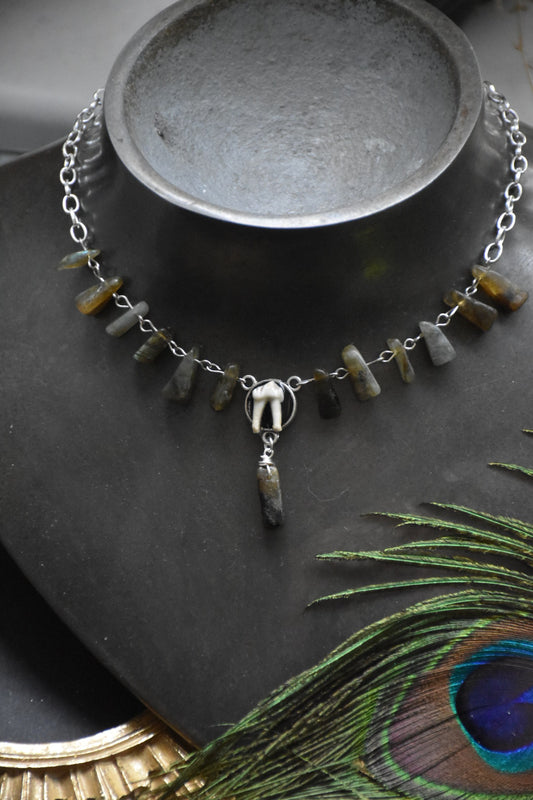 Labradorite tooth choker