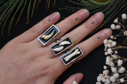 black frame bone ring