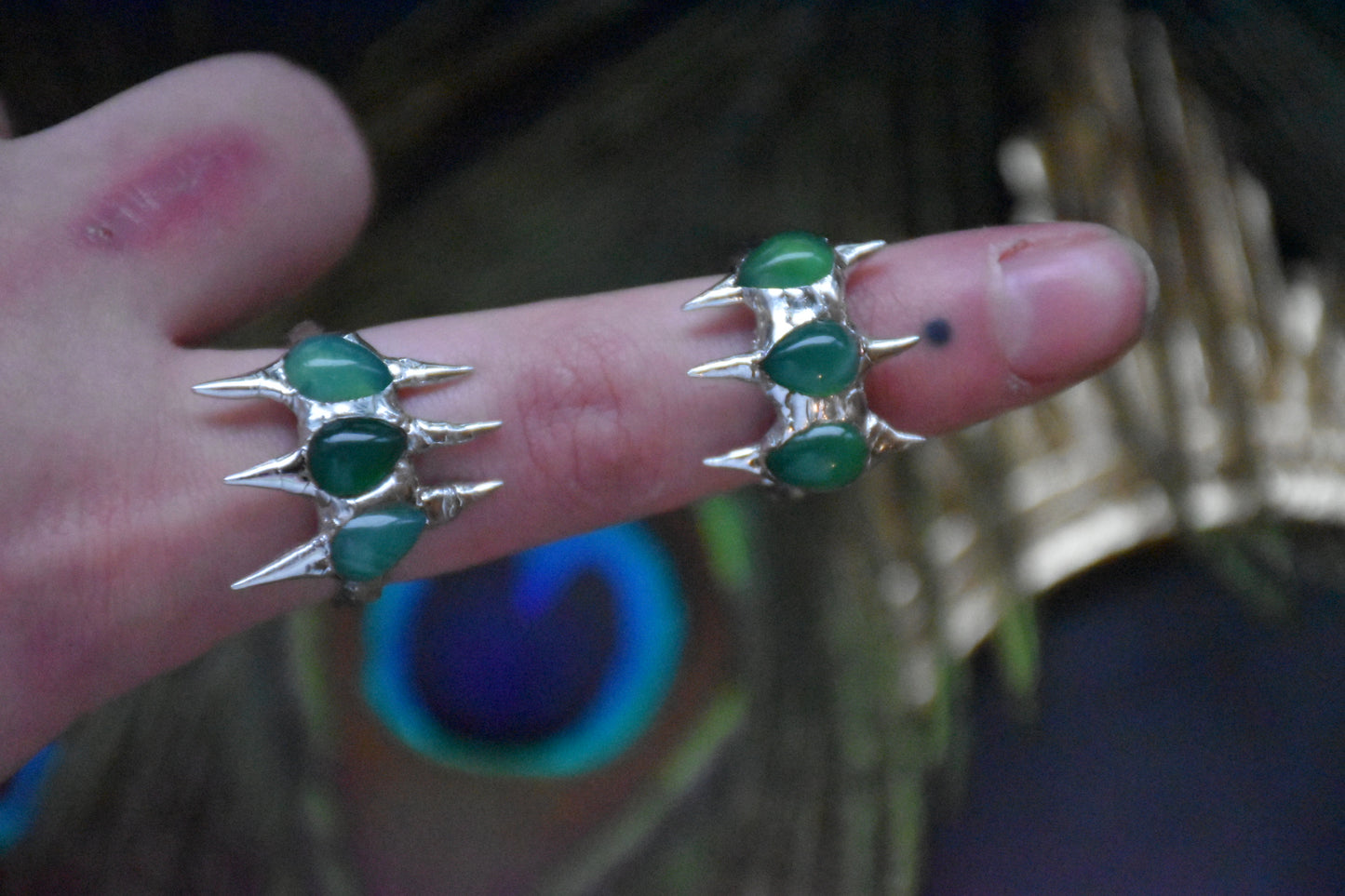 Soldered aventurine spike ring