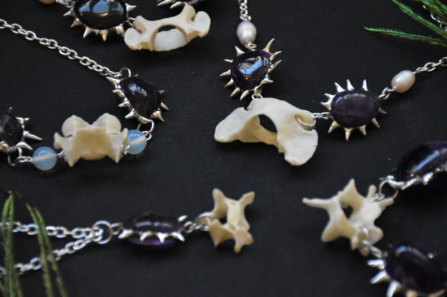 Fox bone amethyst necklaces