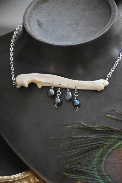fox bone pearl necklace