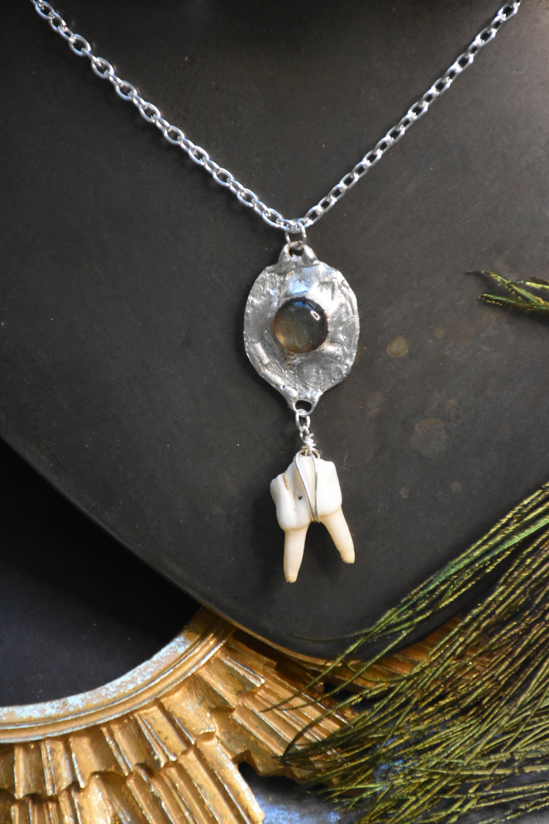 Labradorite tooth necklaces