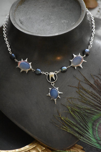 soldered crystal pearl necklaces
