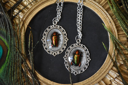 Red/green beetle necklaces