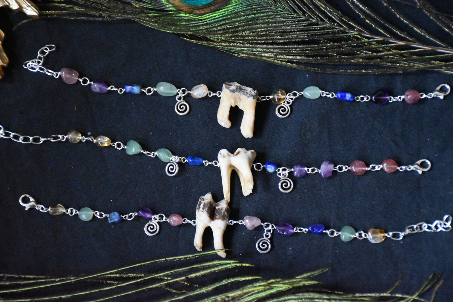 Rainbow crystal tooth bracelet