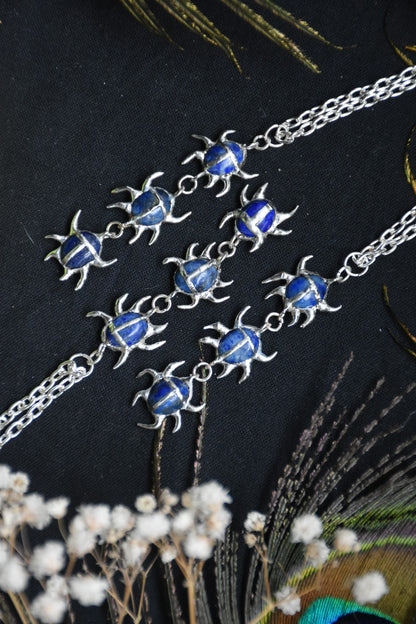triple mini beetle necklace