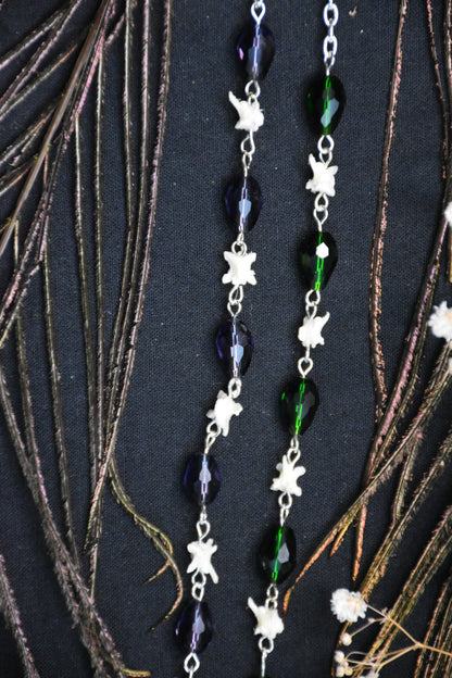 Green and purple snake bead necklace