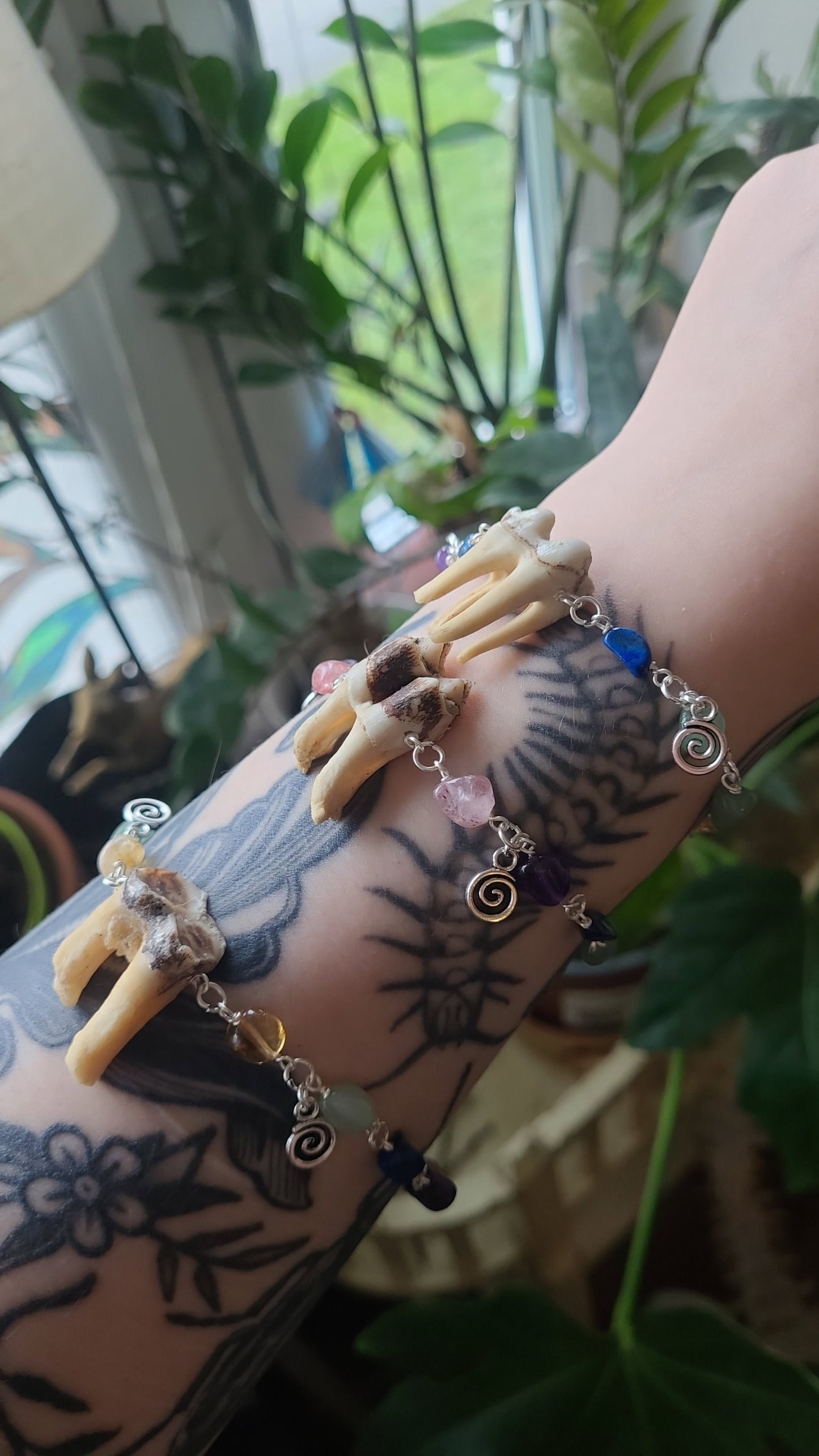 Rainbow crystal tooth bracelet