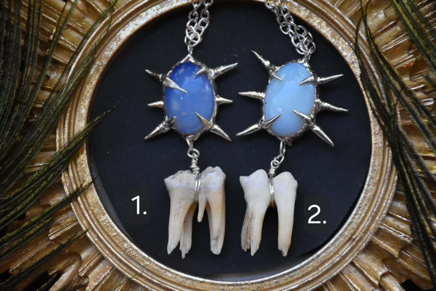 Soldered opalite tooth necklace