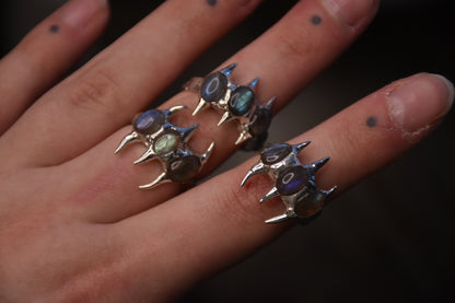 Labradorite spike rings
