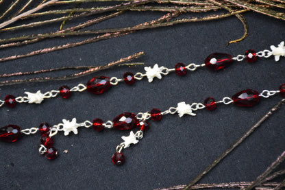 Red glass bead snake necklace