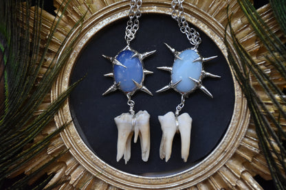 Soldered opalite tooth necklace
