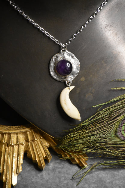 Crystal medallion boar necklace