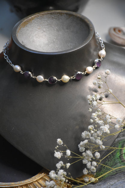 Amethyst pearl choker