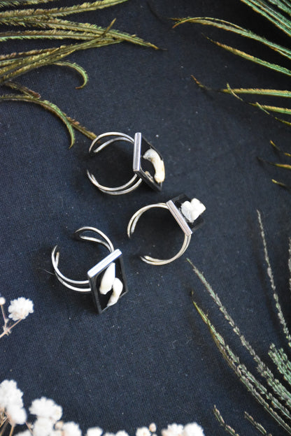 black frame bone ring