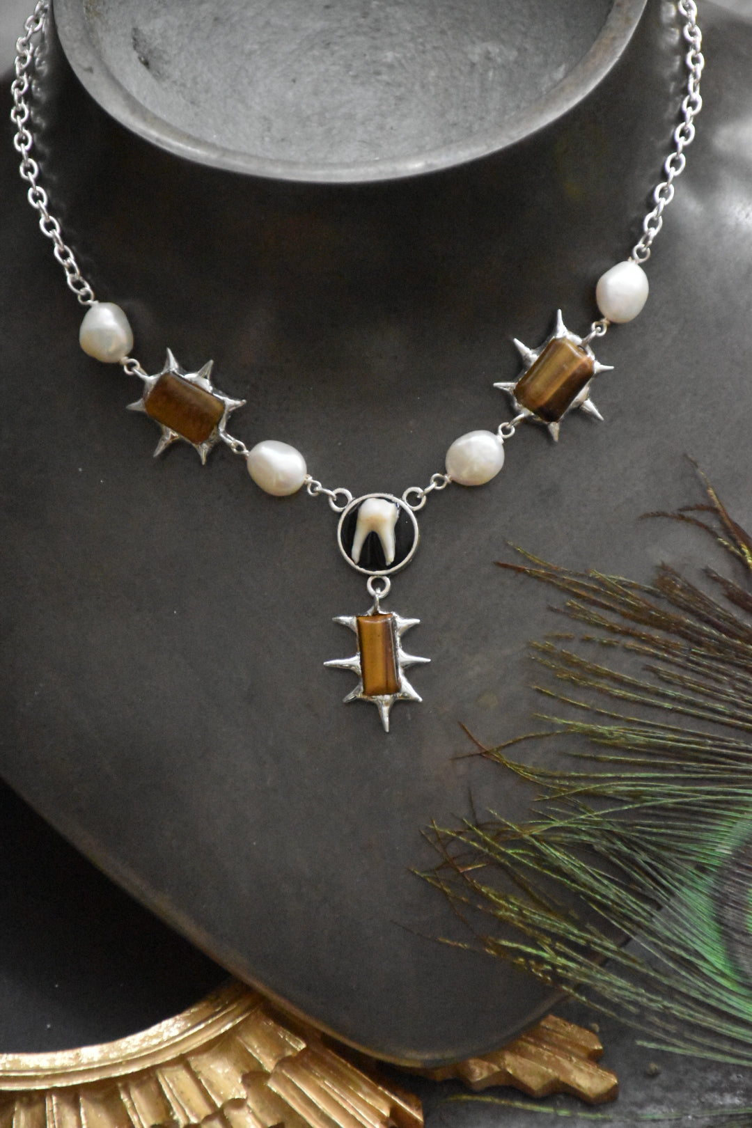 soldered crystal pearl necklaces