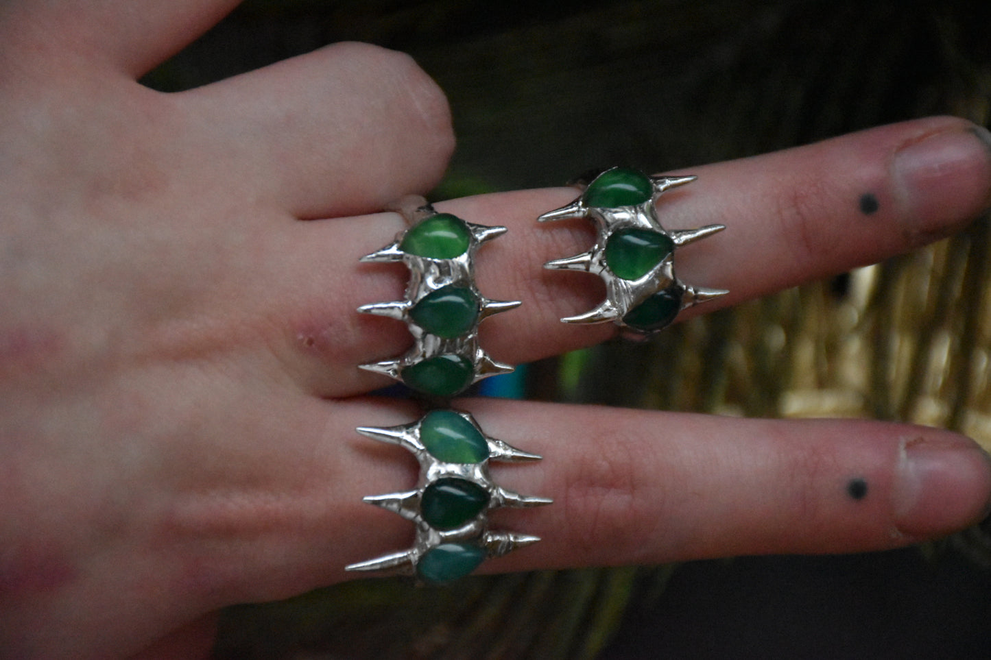 Soldered aventurine spike ring
