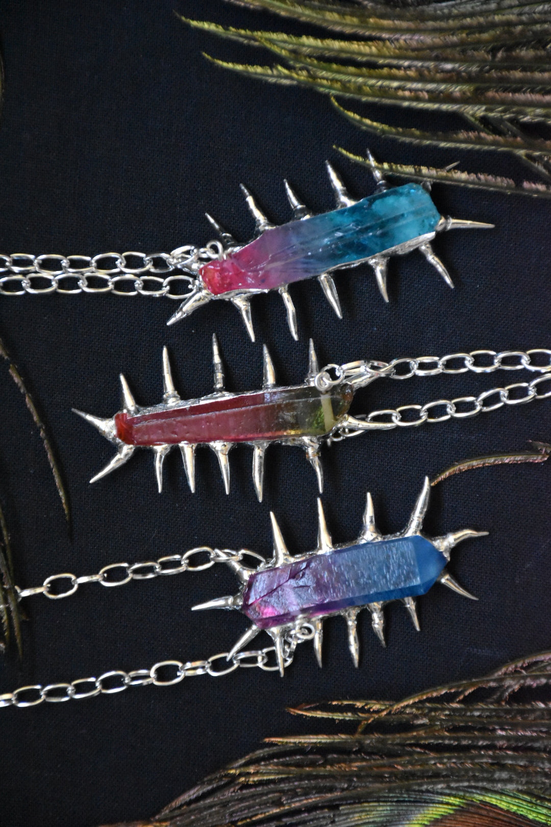 Crystal centipede necklace