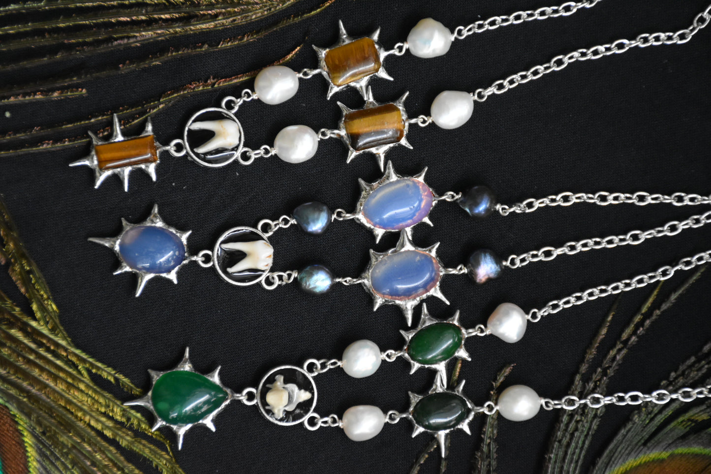 soldered crystal pearl necklaces