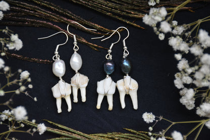 Tooth pearl earrings