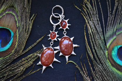 Red agate crystal earrings