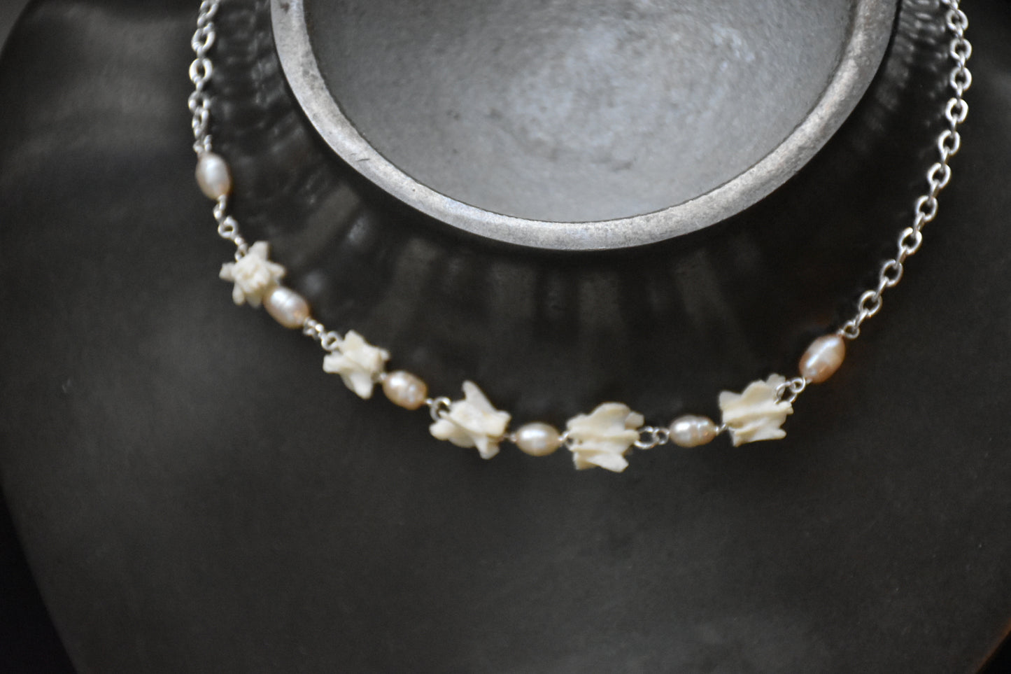 Rat vertebrae pearl necklace